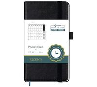 BEZEND 2 Year Month to View Pocket Diary 2026-2027 PU Leather Hardback, Slim Monthly Planner runs Jan’26 to Dec’27 with Back Pocket, 100 GSM Thick Paper - Small Size 16.5 x 9 cm, Black
