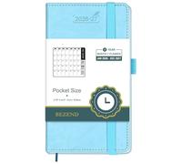 BEZEND 2 Year Month to View Pocket Diary 2026-2027 PU Leather Hardback, Slim Monthly Planner runs Jan’26 to Dec’27 with Back Pocket, 100 GSM Thick Paper - Small Size 16.5 x 9 cm, Sky Blue