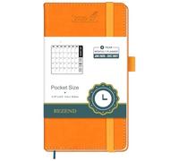 BEZEND 2 Year Month to View Pocket Diary 2026-2027 PU Leather Hardback, Slim Monthly Planner runs Jan’26 to Dec’27 with Back Pocket, 100 GSM Thick Paper - Small Size 16.5 x 9 cm, Orange