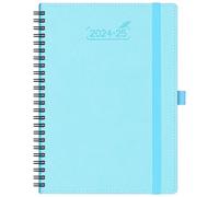 BEZEND 2025 Diary A5 Week to View 18 Months Starts from Now to DEC 2025, Spiral Bound, Vertical Weekly Planner with Monthly Tab, Pen Holder, PU Leather Soft Cover, Sky Blue