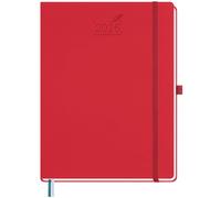 BEZEND 2026 Diary A4 Week to View 28.5 x 21.5 cm - Large Vertical Weekly Planner with Timeslots & Monthly Tab. Appointment Book 26 with Pen Holder & PU Leather Hardback - Red
