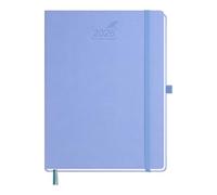 BEZEND 2026 Diary A4 Week to View 28.5 x 21.5 cm - Large Vertical Weekly Planner with Timeslots & Monthly Tab. Appointment Book 26 with Pen Holder & PU Leather Hardback - Cornflower