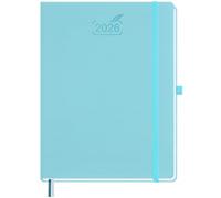 BEZEND 2026 Diary A4 Week to View 28.5 x 21.5 cm - Large Vertical Weekly Planner with Timeslots & Monthly Tab. Appointment Book 26 with Pen Holder & PU Leather Hardback - Sky Blue