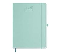 BEZEND 2026 Diary A4 Week to View 28.5 x 21.5 cm - Large Vertical Weekly Planner with Timeslots & Monthly Tab. Appointment Book 26 with Pen Holder & PU Leather Hardback - Mint Green