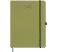 BEZEND 2026 Diary A4 Week to View 28.5 x 21.5 cm - Large Vertical Weekly Planner with Timeslots & Monthly Tab. Appointment Book 26 with Pen Holder & PU Leather Hardback - Kiwi