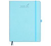 BEZEND 2026 Diary A4 Week to View (Jul 25-Dec 26) with Time Slots. Vertical Weekly Planner & Appointment Book with Note Pages, Monthly Tabs & Pen Holder, Vegan Leather Hardcover, Sky Blue