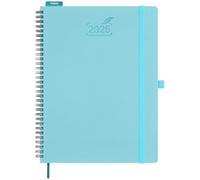 BEZEND 2026 Diary A4 Week to View Spiral Bound 28.5 x 21.5 cm - Large Vertical Weekly Planner with Timeslots & Monthly Tab. Appointment Book 26 with PU Leather Softcover - Sky Blue