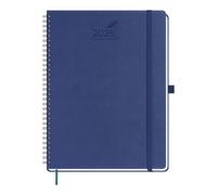 BEZEND 2026 Diary A4 Week to View Spiral Bound 28.5 x 21.5 cm - Large Vertical Weekly Planner with Timeslots & Monthly Tab. Appointment Book 26 with PU Leather Softcover - Blueberry