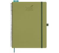 BEZEND 2026 Diary A4 Week to View Spiral Bound 28.5 x 21.5 cm - Large Vertical Weekly Planner with Timeslots & Monthly Tab. Appointment Book 26 with PU Leather Softcover - Kiwi