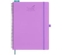 BEZEND 2026 Diary A4 Week to View Spiral Bound 28.5 x 21.5 cm - Large Vertical Weekly Planner with Timeslots & Monthly Tab. Appointment Book 26 with PU Leather Softcover - Lavender