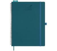 BEZEND 2026 Diary A4 Week to View Spiral Bound 28.5 x 21.5 cm - Large Vertical Weekly Planner with Timeslots & Monthly Tab. Appointment Book 26 with PU Leather Softcover - Dark Green