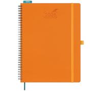 BEZEND 2026 Diary A4 Week to View Spiral Bound 28.5 x 21.5 cm - Large Vertical Weekly Planner with Timeslots & Monthly Tab. Appointment Book 26 with PU Leather Softcover - Orange