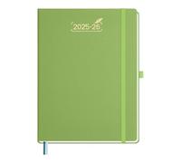 BEZEND 2026 Diary A4 Week to View with 2 Columns (Jul 25-Dec 26). 18-Month Weekly Planner, Large Appointment Book with Dual Schedule, Notes, Monthly Tabs & Pocket, PU Leather Hardback, Fruit Green