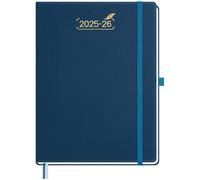 BEZEND 2026 Diary A4 Week to View with 2 Columns (Jul 25-Dec 26). 18-Month Weekly Planner, Large Appointment Book with Dual Schedule, Notes, Monthly Tabs & Pocket, PU Leather Hardback, Prussian Blue