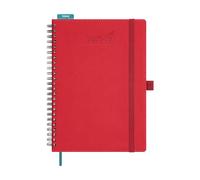 BEZEND 2026 Diary A5 Week to View (Jul 25-Dec 26) Spiral with Time Slots. Vertical Weekly Planner with Note Pages, Monthly Tabs & Pen Holder, Vegan Leather Softcover, Red
