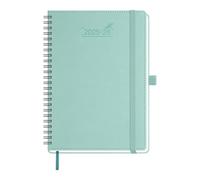 BEZEND 2026 Diary A5 Week to View (Jul 25-Dec 26) Spiral with Time Slots. Vertical Weekly Planner with Note Pages, Monthly Tabs & Pen Holder, Vegan Leather Softcover, Mint Green