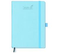 BEZEND 2026 Diary A5 Week to View (Jul 25-Dec 26) with Time Slots. Vertical Weekly Planner with Note Pages, Monthly Tabs & Pen Holder, Vegan Leather Hardback, Sky Blue