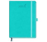 BEZEND 2026 Diary A5 Week to View (Jul 25-Dec 26) with Time Slots. Vertical Weekly Planner with Note Pages, Monthly Tabs & Pen Holder, Vegan Leather Hardback, Turquoise