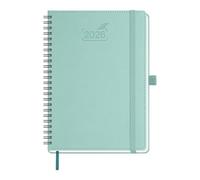 BEZEND 2026 Diary A5 Week to View Spiral Bound (Jan-Dec 26) - Vertical Weekly Planner with Timeslots & Monthly Tab. Appointment Book 26 with PU Leather Softcover - Mint Green