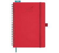 BEZEND 2026 Diary A5 Week to View Spiral Bound (Jan-Dec 26)- Vertical Weekly Planner with Timeslots & Monthly Tab. Appointment Book 26 with PU Leather Softcover - Red