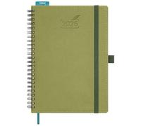 BEZEND 2026 Diary A5 Week to View Spiral Bound (Jan-Dec 26) - Vertical Weekly Planner with Timeslots & Monthly Tab. Appointment Book 26 with PU Leather Softcover - Kiwi