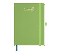 BEZEND 2026 Diary A5 Week to View with 2 Columns (Jul 25-Dec 26). 18-Month Weekly Planner, Appointment Book with Dual Schedule, Notes, Monthly Tabs & Pocket, PU Leather Hardback, Fruit Green