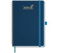BEZEND 2026 Diary A5 Week to View with 2 Columns (Jul 25-Dec 26) Spiral. 18-Month Appointment Book with Dual Schedule, Notes, Monthly Tabs & Pocket, PU Leather Softcover, Prussian Blue