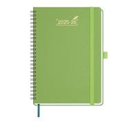 BEZEND 2026 Diary A5 Week to View with 2 Columns (Jul 25-Dec 26) Spiral. 18-Month Appointment Book with Dual Schedule, Notes, Monthly Tabs & Pocket, PU Leather Softcover, Fruit Green
