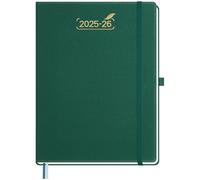BEZEND A4 Academic Diary 2025-2026 Week to View with 2 Columns Runs Mid Year Jul' 25 - Dec' 26, 18-Month Weekly Planner with Pen Holder, 28.5 x 21.5 cm, PU Leather Hardback, Evergreen