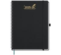BEZEND A4 Academic Diary 2025-2026 Week to View with 2 Columns Spiral Bound runs Mid Year Jul' 25 - Dec' 26, 18-Month Weekly Planner with Pen Holder, 28.5 x 21.5 cm, PU Leather Softcover, Black
