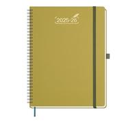 BEZEND A4 Academic Diary 2025-2026 Week to View with 2 Columns Spiral Bound runs Mid Year Jul' 25 - Dec' 26, 18-Month Weekly Planner with Pen Holder, 28.5 x 21.5 cm, PU Leather Softcover, Mustard