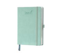 BEZEND A5 Academic Diary 2026-2027 Page A Day (Aug'26-Jul'27). 12-Month Daily Planner with 30 Minute Intervals. Appointment Book with Tabs & Pocket. for Work and Home. PU Leather Hardback, Mint Green