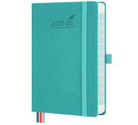 BEZEND Academic Diary 2025-2026 Page A Day Bag Size 18 x 13 cm. 16-Month Daily Planner runs Sept' 25 - Dec' 26. Appointment Diary 2026 Day per Page with PU Leather Hardback - Turquoise