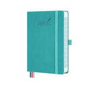 BEZEND Academic Diary 2026-2027 Page A Day (Sept'26-Dec'27) Compact 18 x 13 cm. Daily Planner with Hourly Schedule & Back Pocket. Appointment Diary for Students & Work. PU Leather Hardback, Turquoise