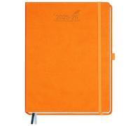 BEZEND Calendar 2025 2026 Weekly Planner A4, 18-Month Book Calendar July 25-Dec 26, PU Leather Hardcover 1 Week 2 Pages with Pen Holder - Orange