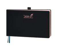 BEZEND Diary 2026-2027 Landscape Week to View (Jul 26-Dec 27) Medium 14 x 23 cm. Appointment Diary with Hourly Timeslots & Gilded Edges, Work Home Women, PU Leather Hardback, Black