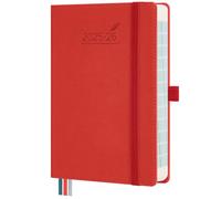 BEZEND Diary 2026 Day per Page Bag Size 18 x 13 cm (Sept' 25 - Dec' 26). 16-Month Daily Planner with Timeslots. Appointment Diary with Notes, Pen Holder & Pocket, PU Leather Hardback - Red