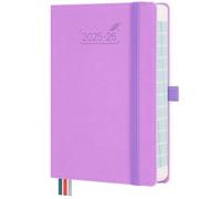 BEZEND Diary 2026 Day per Page Bag Size 18 x 13 cm (Sept' 25 - Dec' 26). 16-Month Daily Planner with Timeslots. Appointment Diary with Notes, Pen Holder & Pocket, PU Leather Hardback - Lavender