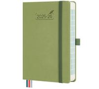 BEZEND Diary 2026 Day per Page Bag Size 18 x 13 cm (Sept' 25 - Dec' 26). 16-Month Daily Planner with Timeslots. Appointment Diary with Notes, Pen Holder & Pocket, PU Leather Hardback - Kiwi