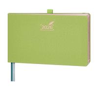 BEZEND Diary 2026 Landscape Week to View (14 x 23 cm) from Jan to Dec 26, Medium Weekly Planner with Hourly Time Slots, Rose Gold Paper Edge & Vegan Leather Hardback, Fruit Green