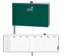 BEZEND Diary 2026 Landscape Week to View (14 x 23 cm) from Jan to Dec 26, Medium Weekly Planner with Hourly Time Slots, Rose Gold Paper Edge & Vegan Leather Hardback, Evergreen