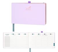 BEZEND Diary 2026 Landscape Week to View (14 x 23 cm) from Jan to Dec 26, Medium Weekly Planner with Hourly Time Slots, Rose Gold Paper Edge & Vegan Leather Hardback, Lilac