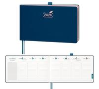 BEZEND Diary 2026 Landscape Week to View (14 x 23 cm) from Jan to Dec 26, Medium Weekly Planner with Hourly Time Slots, Rose Gold Paper Edge & Vegan Leather Hardback, Prussian Blue