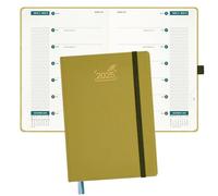 BEZEND Dual Schedule Diary 2025 Week to View, 12 Months A5 Planner 14,8 x 21 cm Weekly Monthly Calendar Book with Space for Two Schedules - Work & Life Balance Organiser Notebook - Mustard