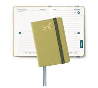 BEZEND Mini Pocket Diary 2026 A7 12 x 8 cm, Slimline 2 Days per Page (4 Pages 1 Week) to View, Palm-sized Bi-Daily Planner 2026 with PU Leather Hardback, Mustard