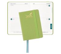 BEZEND Mini Pocket Diary 2026 A7 12 x 8 cm, Slimline 2 Days per Page (4 Pages 1 Week) to View, Palm-sized Bi-Daily Planner 2026 with PU Leather Hardback, Fruit Green