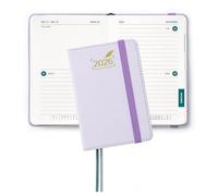 BEZEND Mini Pocket Diary 2026 A7 12 x 8 cm, Slimline 2 Days per Page (4 Pages 1 Week) to View, Palm-sized Bi-Daily Planner 2026 with PU Leather Hardback, Lilac