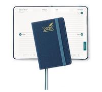 BEZEND Mini Pocket Diary 2026 A7 12 x 8 cm, Slimline 2 Days per Page (4 Pages 1 Week) to View, Palm-sized Bi-Daily Planner 2026 with PU Leather Hardback, Prussian Blue