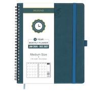 BEZEND Month to View Diary 2026-2027 with Notes (Jan 26 - Dec 27), Monthly Planner 23.4 x 19.6cm - 120 GSM Thick Paper, 2 Year Spiral Calendar with Tabs & Storage Pockets, Soft Cover, Dark Green