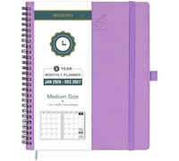 BEZEND Month to View Diary 2026-2027 with Notes (Jan 26 - Dec 27), Monthly Planner 23.4 x 19.6cm - 120 GSM Thick Paper, 2 Year Spiral Calendar with Tabs & Storage Pockets, Soft Cover, Lavender